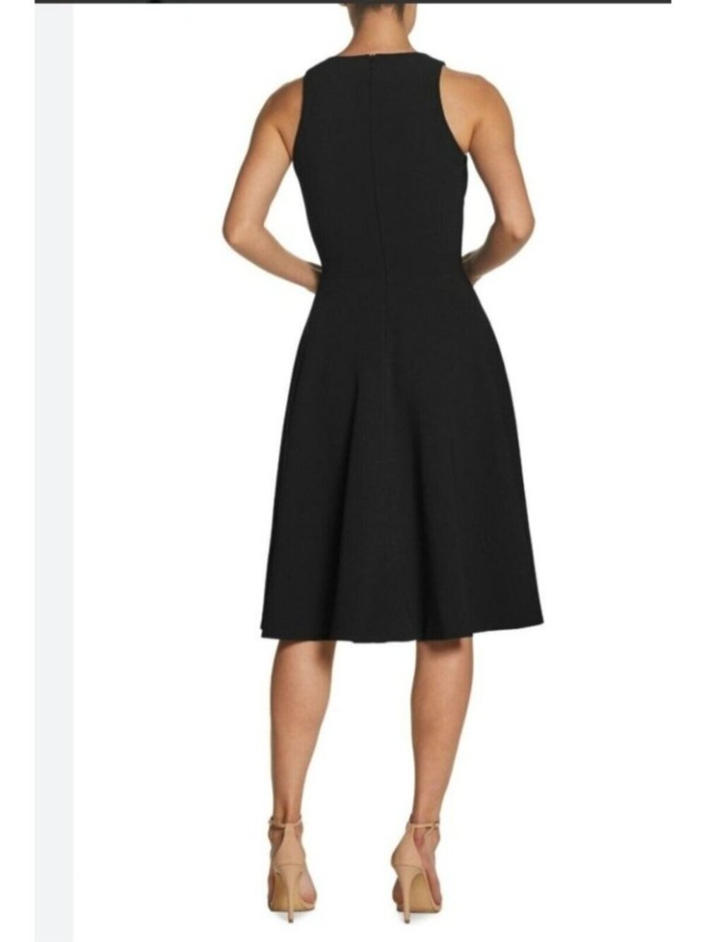 Dress The Population Catalina Crepe VNeck Black Fit & Flare Cocktail Dress L NWT - Picture 2 of 13